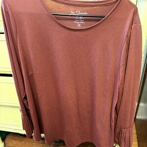 Rust Chico's Women's Long Sleeve Scoop Neck Top. free ship W/full price payment